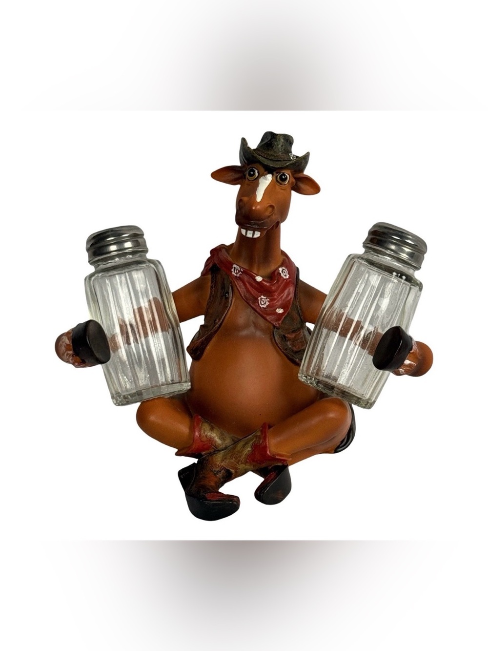 Funny Cowboy Horse Salt and Pepper Shakers - Unique Western Kitchen Gift Set